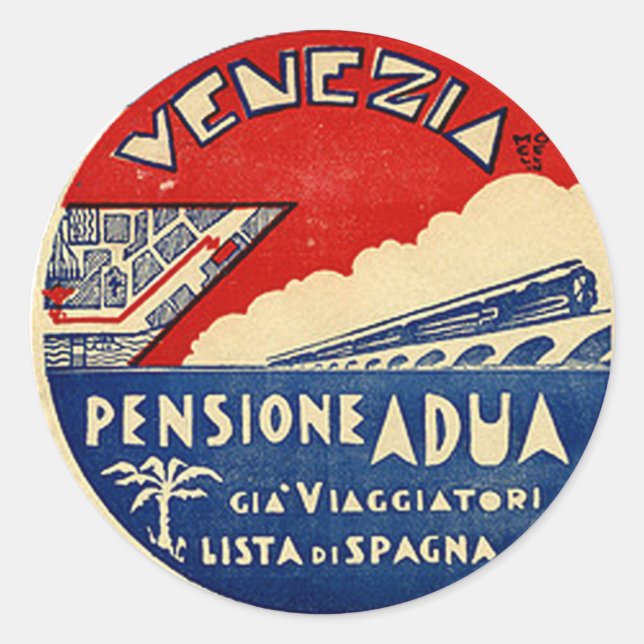 Adesivo Redondo Vintage Hotel & Viagem Sticker (Frente)