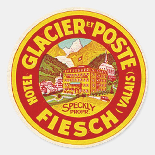 Adesivo Redondo Vintage Hotel & Viagem Sticker (Frente)