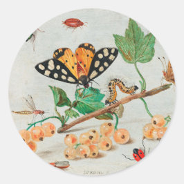 Adesivo Redondo Vintage illustration of butterflies on berries