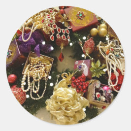 Adesivo Redondo Vintage Jewelry & Gemstone Victorian Wreath