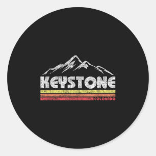 Adesivo Redondo Vintage Keystone Colorado Retro Mountain Bike Skii