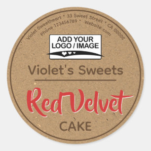 Adesivo Redondo Vintage Kraft Paper Red Cupcake Cake Paery Label