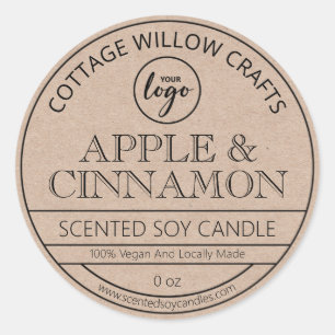 Adesivo Redondo Vintage Kraft Paper Soy Candle Labels