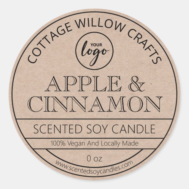Adesivo Redondo Vintage Kraft Paper Soy Candle Labs (Frente)