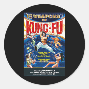 Adesivo Redondo Vintage Kungfu Karate Bjj Martial Arts Movie Retro