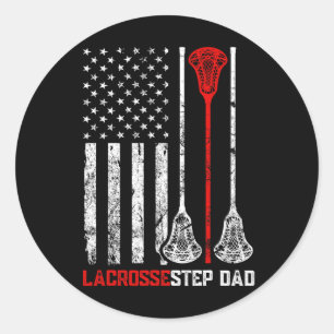 Adesivo Redondo Vintage Lacrosse Step Pai Usa Flag Família Patriót