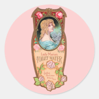 Adesivo Redondo Vintage Lady Marian Toilet Water Label