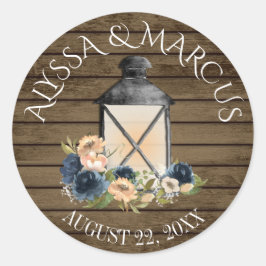 Adesivo Redondo Vintage Lanterna e Marinho Blue Rustic Barn Casame