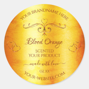 Adesivo Redondo Vintage Laranja Marble Product Labels Ornamentado