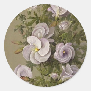 Adesivo Redondo Vintage Lilac Hibiscus Floral