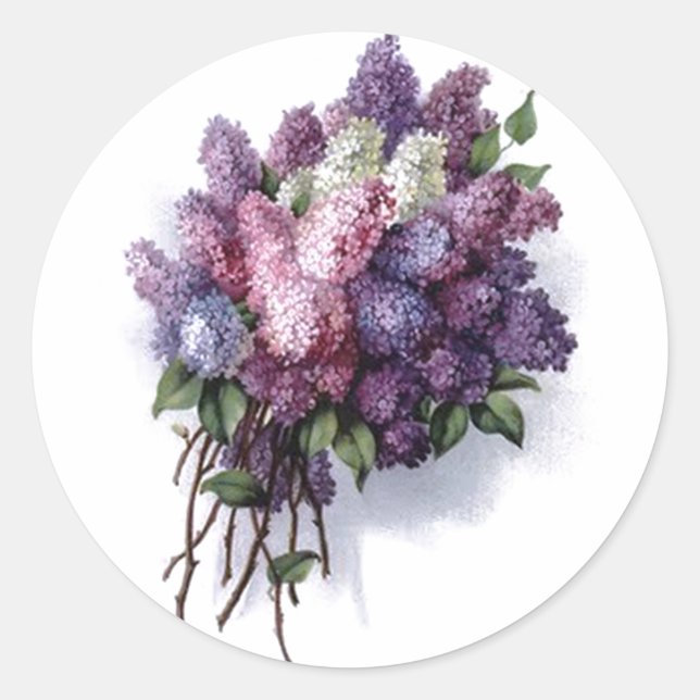 Adesivo Redondo Vintage Lilacs (Frente)