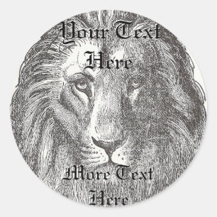 Adesivo Redondo Vintage Lion Sticker