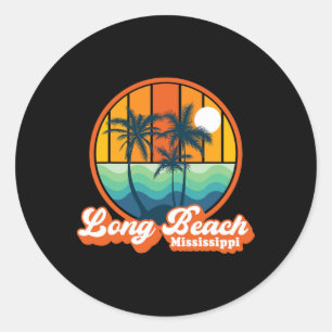 Adesivo Redondo Vintage Long Beach Mississippi Summer 90s Beach So
