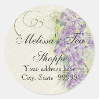 Adesivo Redondo Vintage Look Lilac Hydrangea - Stickers