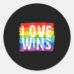 Adesivo Redondo Vintage Love Win Rainbow Peace Sign Pride Lésbica