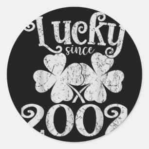 Adesivo Redondo Vintage Lucky Desde 23 De Novembro De 2002, Dia da