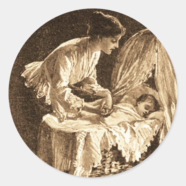 Adesivo Redondo Vintage Mãe e Bebê (Frente)