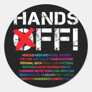 Adesivo Redondo Vintage Mãos Protestando Meu Médico De Segurança S