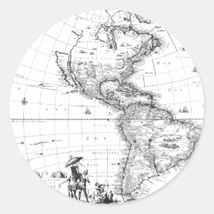 Adesivo Redondo vintage map américa norte américa