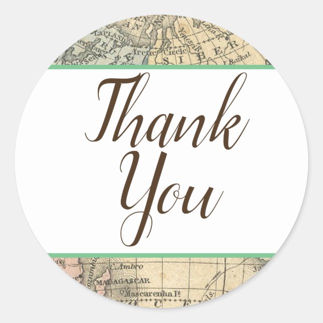 Adesivo Redondo Vintage Map Favor Stickers (Frente)