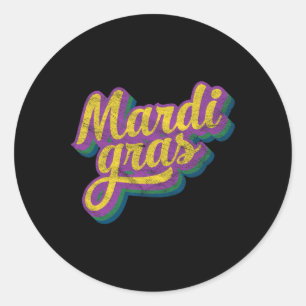Adesivo Redondo Vintage Mardi Gras Gift Retro Mascarada Costume B