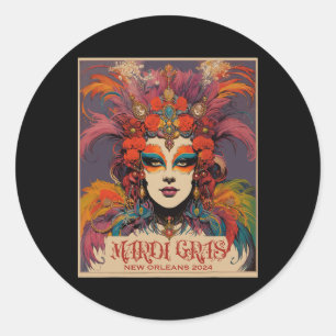 Adesivo Redondo Vintage Mardi Gras Women