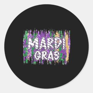 Adesivo Redondo Vintage Mascarada Mardi Gras Groovy Miçanga Parade