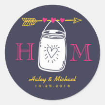 Vintage Mason Jar Monograma Vinheta de Casamento