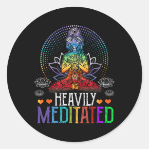 Adesivo Redondo Vintage Meditado Intensamente - Meditação Engraçad