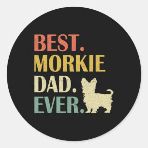 Adesivo Redondo Vintage Mens Melhor Pai de Cachorro Morkie Já Dia