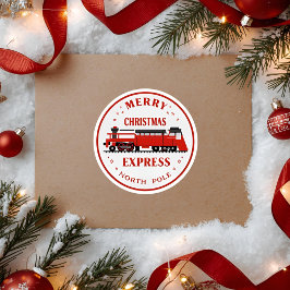 Adesivo Redondo Vintage Merry Christmas Express Train | North Pole