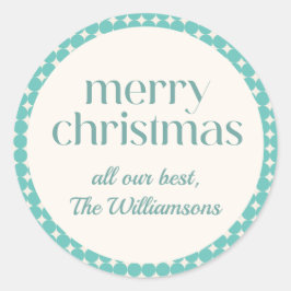 Adesivo Redondo Vintage Mint Teal Green Pontos Geométricos Persona