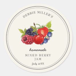 Adesivo Redondo Vintage Mixed Berry em Jam off-white
