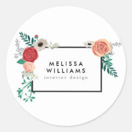 Adesivo Redondo Vintage Modern Floral Motif Personalizados Sticker