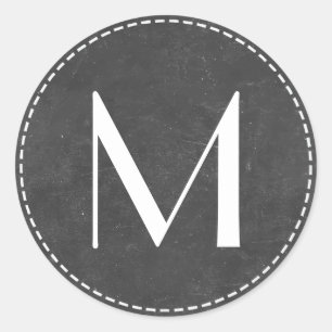 Adesivo Redondo Vintage Monograma Chalkboard Weding Favor Stickers