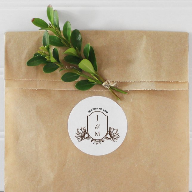 Adesivo Redondo Vintage Monograma Crest (Criador carregado)