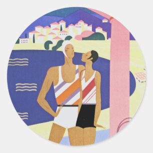 Adesivo Redondo Vintage Monte - praia de Carlo