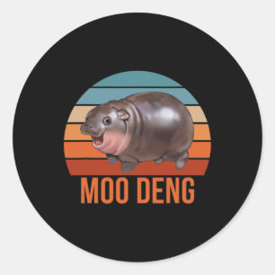 Adesivo Redondo Vintage Moodeng Hippo Familiar Ba