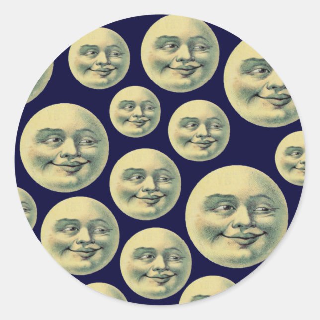 Adesivo Redondo Vintage Moons (Frente)