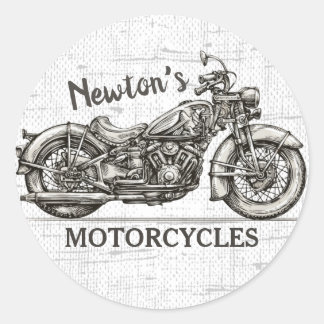 Adesivo Redondo Vintage Motocicleta Personalizado NAME Garage