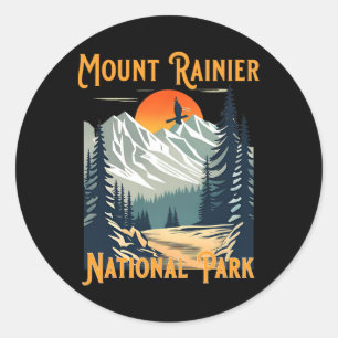 Adesivo Redondo Vintage Mount Rainier Parque Nacional Lembrança Ca