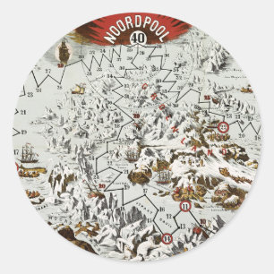 Adesivo Redondo Vintage - Mundo Antigo de Mapa Antiquado do Polo N