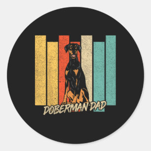 Adesivo Redondo Vintage Natural Ear Doberman Pai Cachorro Propriet