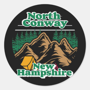Adesivo Redondo Vintage North Conway New Hampshire