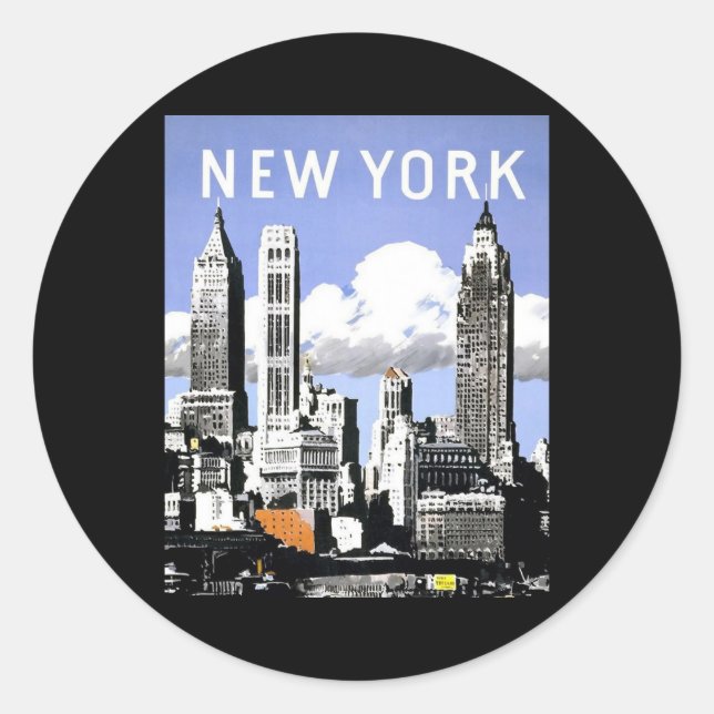 Adesivo Redondo Vintage Nova York (Frente)