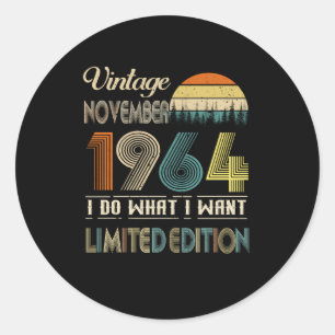 Adesivo Redondo Vintage Novembro De 1964 What I want Limited Editi