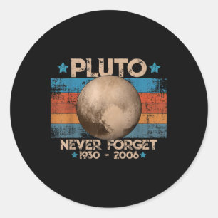 Adesivo Redondo Vintage Nunca Esquece Plutão Funny Retro Astronomi