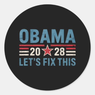 Adesivo Redondo Vintage Obama 2028 Engraçado Eleição Política Patr