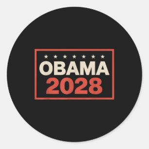 Adesivo Redondo Vintage Obama 2028 Engraçado Eleição Política Patr