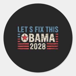 Adesivo Redondo Vintage Obama 2028 Engraçado Eleição Política Patr